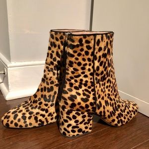 J Crew Sadie ankle boots leopard calf hair